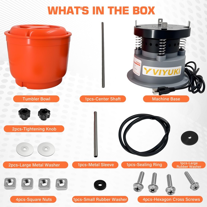 VIYUKI 9LBS Vibratory Tumbler Polishing Machine for Rocks/Metal Parts/Screw