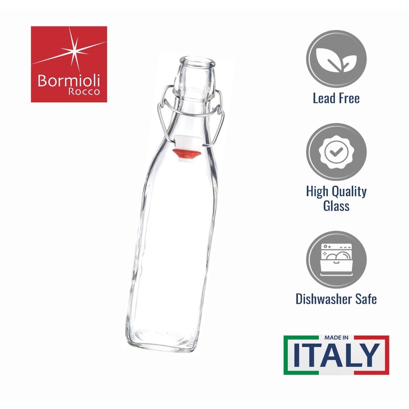 Bormioli Rocco Swing 17 oz. Square Swing-Top Glass Bottle with
