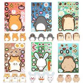 30 Sheets Make-a-face Stickers, Cute Kawaii Small Animal Stickers Sheets Make Your Own Stickers for Kids, Birthday Party Favors Supplies Craft Teacher Class Rewards 9 Designs
