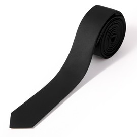 Puistr Skinny Ties Black Ties For Men and Women Solid Pure Color 1.58" (4CM) Plain Formal Slim Neckties