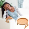 Couch Tray Burlywood Bamboo Folding Sofa Arm Clip Table for