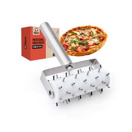 Chef Pomodoro Stainless Steel Pizza Dough Docker Roller (21 x 14.5 cm, Spike Length 7 mm) - Essential Kitchen Tool for Crackers Chef Pomodoro Stainless Steel Pizza Dough Roller