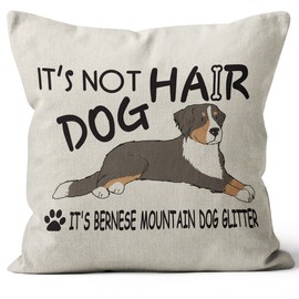 M-Qizi Bernese Mountain Dog Pillow Covers - 18" X 18" Dog Pillow, Bernese Mountain Dog Gifts, Reserved for The Dog, It's Not Dog Hair It's Mountain Dog Glitter