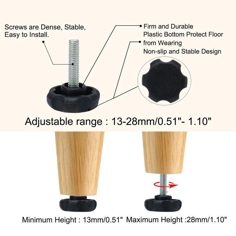 Sourcingmap M6 x 25 x 30mm Hand Screw Leveling Feet