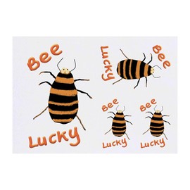 4 x 'Bee Lucky Bee' Temporary Tattoos - Water Resistant, Skin-Safe, Non-Toxic Transfers, Mixed Sizes (TO00073824)