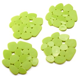 MSV Duschmatte Badematte Badewanneneinlage Anti Rutsch Pads Kieselstein - 4 Stück - antibakteriell rutschfest mit Saugnäpfen - Grün - ca. 13 x 11 cm