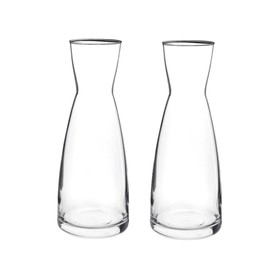 Bormioli Rocco Set Of 2 Ypsilon Carafe, 36.5 Oz. Star Glass Pitcher For Water, Juice, Ice Tea Or Wine, Made in Italy.