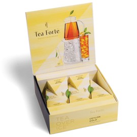 Tea Forte Tea Over Ice Ceylon Gold Premium Organic Caffeinated Black Iced Tea Blend, 5 Count Individually Wrapped Handcrafted Pyramid Infuser Tea Bags, Each Steeps 24 oz.