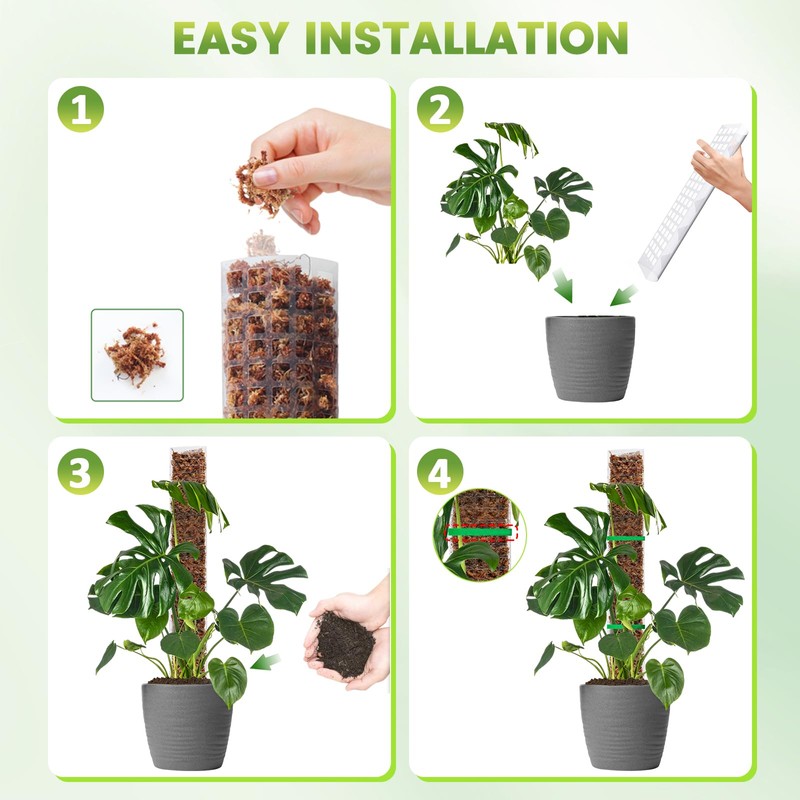 EOX 4 Pcs 24 Inch Plastic Moss Pole for Monstera,
