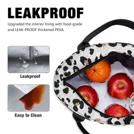 Aosbos Lunch Bag for Women Leopard Lunch Tote Leakproof & Insulated Lunch Box Meal Prep Cooler Water-resistant Food Containers Purse for Work College 10L