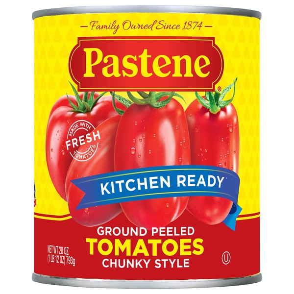 Pastene Kitchen Ready Chunky Ground Peeled Tomatoes, 28 Ounce (Pack Of 6)