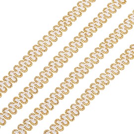 sourcing map 15 Yard Braid Lace Trim, 1/2 Inch Decorated Gimp Trim for Sewing Costume DIY Crafts Jewelry Making Gold White