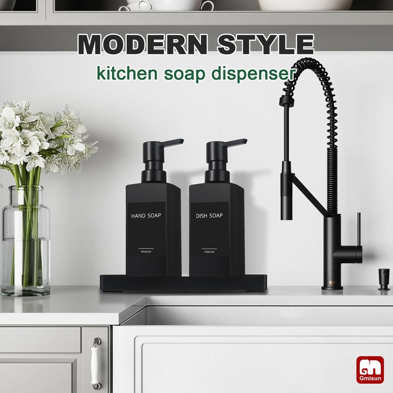 GMISUN Kitchen Soap Dispenser Set, Hand and Dish Soap Dispensers,
