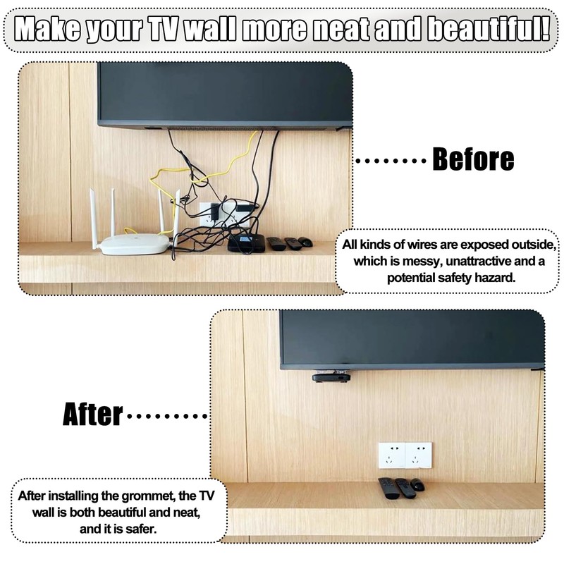 6PCS Desk Grommet,2 Inch(50mm) Desk Hole Cover for Cables,Wire Hole