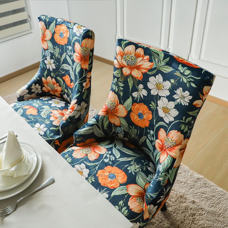 FORCHEER Wingback Dining Chair Covers Set of 2, Velvet Stretch