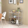 LORMITER Silver Bar Carts with 3 Tier Glass Shelves, Rolling