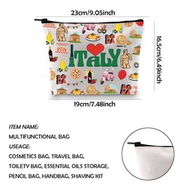 WCGXKO Italy Travel Gift i Love Italy Bag Gift For Italy Traveller Zipper Pouch Makeup Bag (Love Italy)