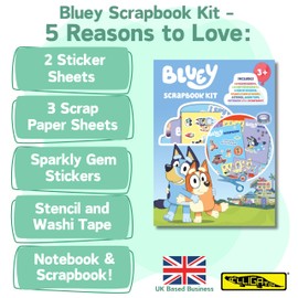 ALLIGATOR - Bluey Scrapbook Kit, Scrapbook Accessories, Scrap Books for Children, Bluey Gifts, Bluey Activities, Kids Craft Set, Craft Kits for Kids