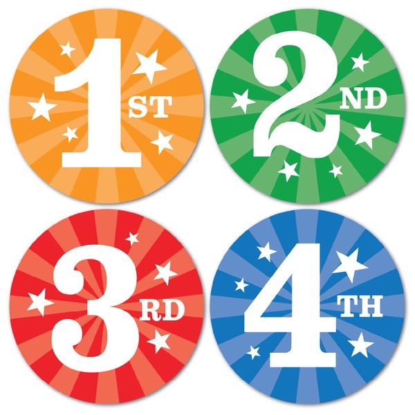 144 Sports Day Stickers 1st, 2nd, 3rd 4th Place Postion