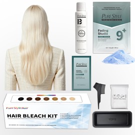 PureStyle Hair Bleach Kit, 9+ Level Lift Hair Lightening Set, Professional Hair Bleach Powder Gentle Formula with Repair, Blue Dust-Free Anti-Brass Salon-Quality Bleaching Kit for At-Home Use