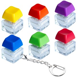 6 Pack Keyboard Fidget Toy Keyboard Fidget Keychain Keyboard Decompression Button Finger Clicker Toys, Button Stress Relief Fidget Gifts for Adult to Relief Stress (Mix Bright)