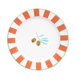 Talking Tables Bon Appetit Handmade Enamel Plate with Olive Design Durable, Side Dish Lightweight, Perfect for Outdoor Dining, Picnic, Camping, Beach - Stylish Summer Tableware Dishwasher Safe 20cm