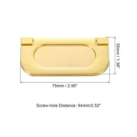 sourcing map 2Pcs Flush Pull Handle, 3 Inch Hidden Recessed Furniture Grip Cabinets Door Pull Ring Handles with Screws for Drawers Cupboard Dresser, Gold