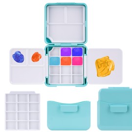 SHIDOW Travel Set Portable Paint Box, Mini Travel Palette, Portable Color Cartridge with Water Bucket, Watercolor Paint Mixing Tray for Storage Container Travel (1Set)