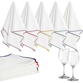 QUYLIXX 5 PCS Premium Glass Polishing Cloth, 20" x 14" Streak and Lint Free Wine Cloths, Large Polishing Cloth for Glassware, Wine Glass Polishing Cloths (5 Colors)