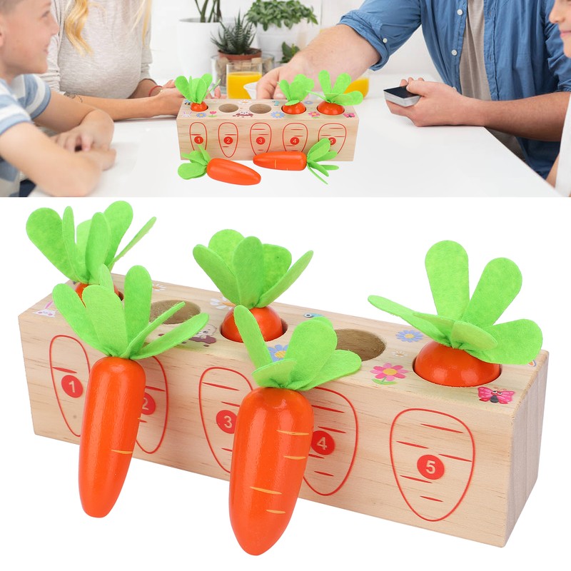 Wooden Pull Carrot Game Number Fine Motor Skill Toy Matching