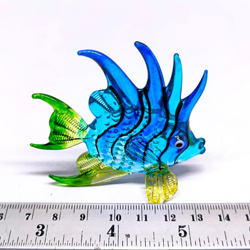 ZOOCRAFT Handcrafted Blue Glass Fish Figurine Exquisite Hand Blown Aquarium