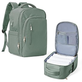 VGCUB Large Travel Backpack,Waterproof Laptop Carry on Backpack Purse for Women Men,Gym Hiking Backpack Personal Item Size Casual Daypack Work Business Backpack With USB Charging Port,Green