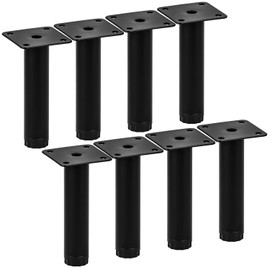 TCHOSUZ 5 inch / 12cm Adjustable Metal Furniture Legs, Pack of 8 Round Black Iron Heavy Duty Sofa Legs, DIY Replacement Feet for Couch Table Cabinet Bed Ottoman Dresser