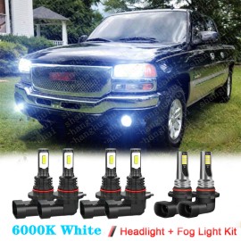 Unbranded Combo LED Headlight + Fog Bulbs Kit For GMC Sierra 1500 2500 HD 3500 2003-2006