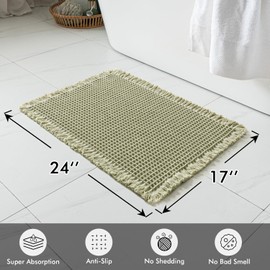 MIULEE - Juego de 2 alfombras de baño tipo gofre, antideslizantes, lavables y superabsorbentes, alfombrillas de ducha ultra suaves con respaldo de goma para el piso de baño, tina y ducha, color verde