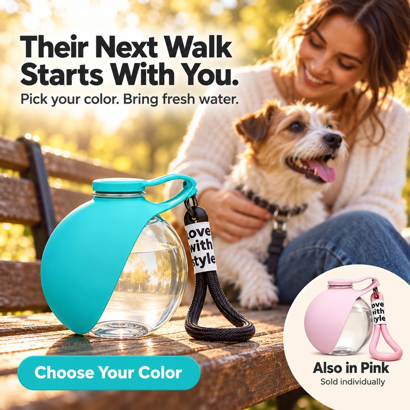 Portable Dog Water Bottle with Drinking Bowl – Compact 285