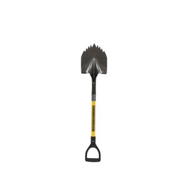 Structron 49631 S600 Power Series Round Point Shovel with 29" Premium Fiberglass Handle with Poly D Grip, Forward Turned Step Head "Cutting Teeth"
