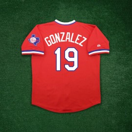 Majestic Juan Gonzalez 1984 Texas Rangers Cooperstown Men's Alt Red Throwback Jersey - L