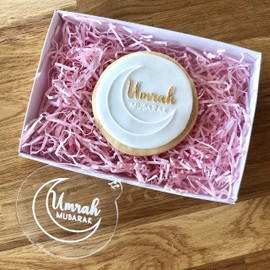 LissieLou Umrah Mubarak Cookie Embosser Ramadan Eid Celebrations Icing Fondant Stamp - Clear