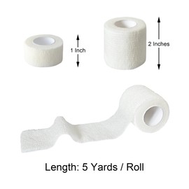 FEILIBAY 10 Pack Self Adherent Bandage Wrap Elastic Cohesive Bandage Self Adhesive Tape Vet Wrap Tape 2 Size (8Pack 2'' and 2Pack 1''), White