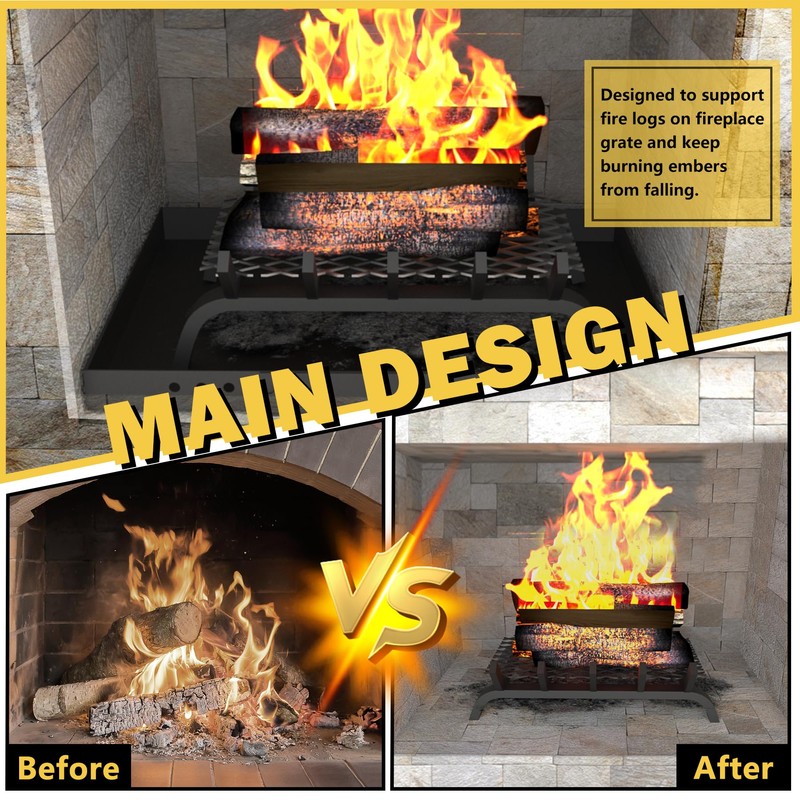 Powrocket 2 Pack Fireplace Grate Ember Retainer 16 x 10