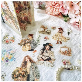 Scrapbooking Sticker Accessories Set, 18 Sheets Scrapbooking Stickers Accessories for Journaling, Bullet Journal Sticker for Scrapbooking, Bullet Journal Accessories, Photo Album Stickers (Flower and