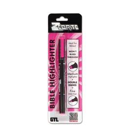 G.T. Luscombe Company, Inc. Zebrite Double Ended Bible Highlighter Set | No Bleed Pigmented Ink | No Fading or Smearing | Double Ended for Highlighting & Underlining |Pink Ink