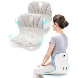 curble Wider(Standard Wide) 2PACK – Ergonomic Lower Back Chair Support, Lumbar Support Back Posture Corrector, Back Pain Relief, Perfect for Office, Floor Seat and Work from Home, Patented (2P Grey)