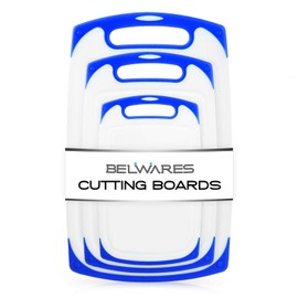 Cutting Boards for Kitchen - Plastic Cutting Board Set of 3, Chopping Board, Cutting Boards for Kitchen Dishwasher Safe, 3 Pack with Large, Medium and Small Cutting Boards, Blue