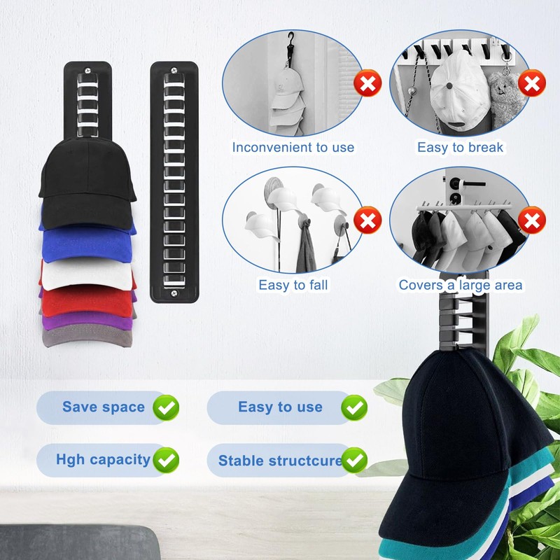 panthra 2 PCS Hat Organizer for Baseball Caps, Strong Adhesive