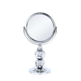 Zahari Home Aroma Magnifying Makeup Mirror with Stand, Double Sided 1X/3X Magnification, 360 Degree Swirl, 6.30 inch Grey Mirror
