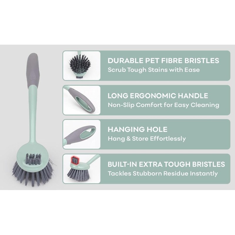Topest Dish Brush with Non-Slip Comfortable Handle | Dish Scrubbing