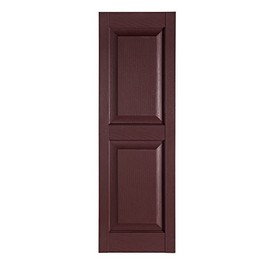 Perfect Shutters Premier Raised Panel Exterior Decorative Shutter, 15" x 59", Burgundy