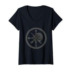 Womens Compass Vinyl Rose Shantycore Symbol V-Neck T-Shirt
